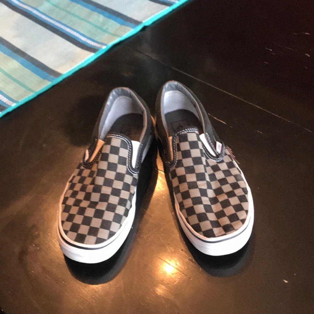 Van’s Black and grey checkered slip on men’s 6.5